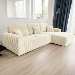 Rackhams Vinci Soft Chunky Jumbo Cord 4 Seater Corner Sofa - Cream - Right Hand Facing - thumbnail 3