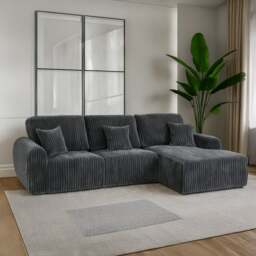 Rackhams Vinci Soft Chunky Jumbo Cord 4 Seater Corner Sofa - Cream - Right Hand Facing - thumbnail 2