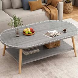 Rackhams Grey Modern Double-Layer Coffee Table Space-Saving Living Room Side Table Easy to Assemble - 1 - Wood - GREY - thumbnail 4
