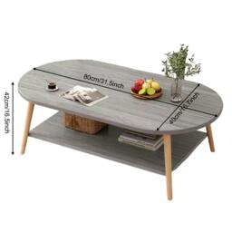 Rackhams Grey Modern Double-Layer Coffee Table Space-Saving Living Room Side Table Easy to Assemble - 1 - Wood - GREY - thumbnail 3
