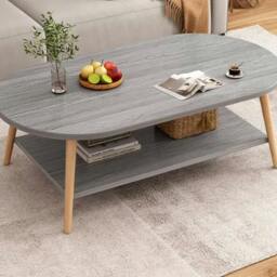 Rackhams Grey Modern Double-Layer Coffee Table Space-Saving Living Room Side Table Easy to Assemble - 1 - Wood - GREY - thumbnail 6