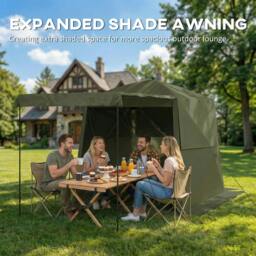 Rackhams 2 x 2 m Waterproof Pop Up Gazebo with Awning, Sides - Khaki - 198 x 198 x 197 cm - Pop Up Canopy - thumbnail 6
