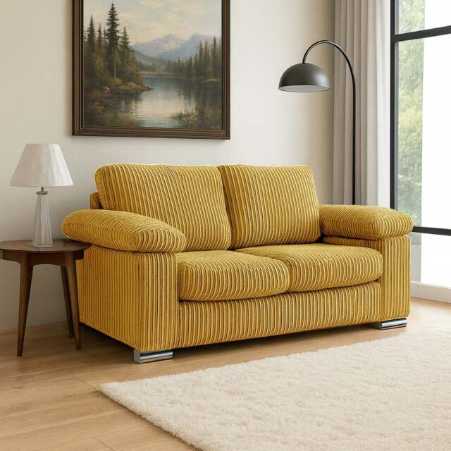 Rackhams Delta Full Jumbo Cord 2 Seater Sofa - Mustard - image 1