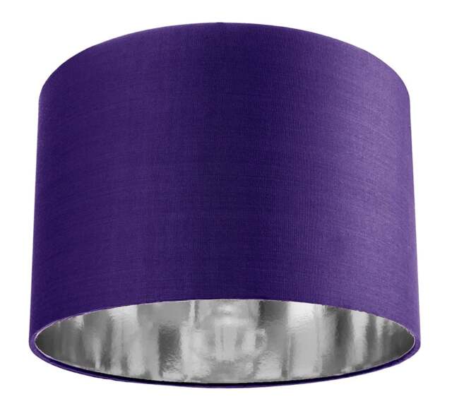 "Rackhams Contemporary Purple Cotton 12"" Table/Pendant Lamp Shade with Shiny Silver Inner" - image 1