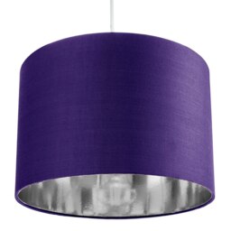 "Rackhams Contemporary Purple Cotton 12"" Table/Pendant Lamp Shade with Shiny Silver Inner" - thumbnail 3
