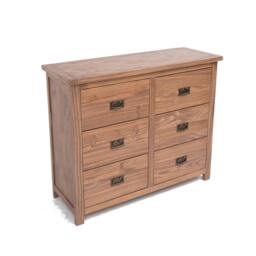 Rackhams Padua 6 Drawer Chest of Drawers Bras Drop Handle - Brown - thumbnail 3