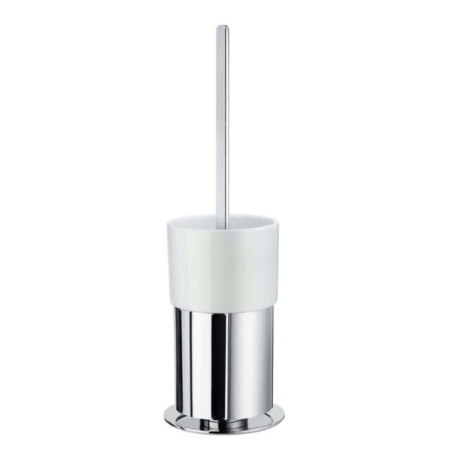 Rackhams Polished Chrome Toilet Brush and Porcelain Holder