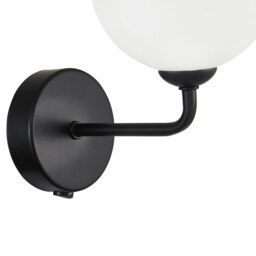 Rackhams Contemporary Chic Matte Black Wall Light with Opal White Globe Glass Shade - thumbnail 4