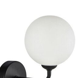 Rackhams Contemporary Chic Matte Black Wall Light with Opal White Globe Glass Shade - thumbnail 3