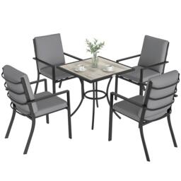 Rackhams 5 Pieces Outdoor Dining Set with Cushions, Garden Dining Set for 4 - Galvanised steel, Polyester - 5-piece set - Table: 80 x 80 x 72 cm, Chair: 58 x 72 x 92 cm - thumbnail 2