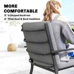 Rackhams 5 Pieces Outdoor Dining Set with Cushions, Garden Dining Set for 4 - Galvanised steel, Polyester - 5-piece set - Table: 80 x 80 x 72 cm, Chair: 58 x 72 x 92 cm - thumbnail 5