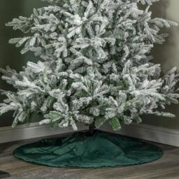 Rackhams 1.2m Soft Dark Green Velour Christmas Tree Skirt with Gold Star Print