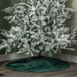 Rackhams 1.2m Soft Dark Green Velour Christmas Tree Skirt with Gold Star Print - thumbnail 2