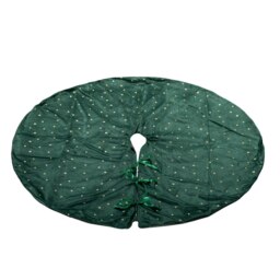 Rackhams 1.2m Soft Dark Green Velour Christmas Tree Skirt with Gold Star Print - thumbnail 5