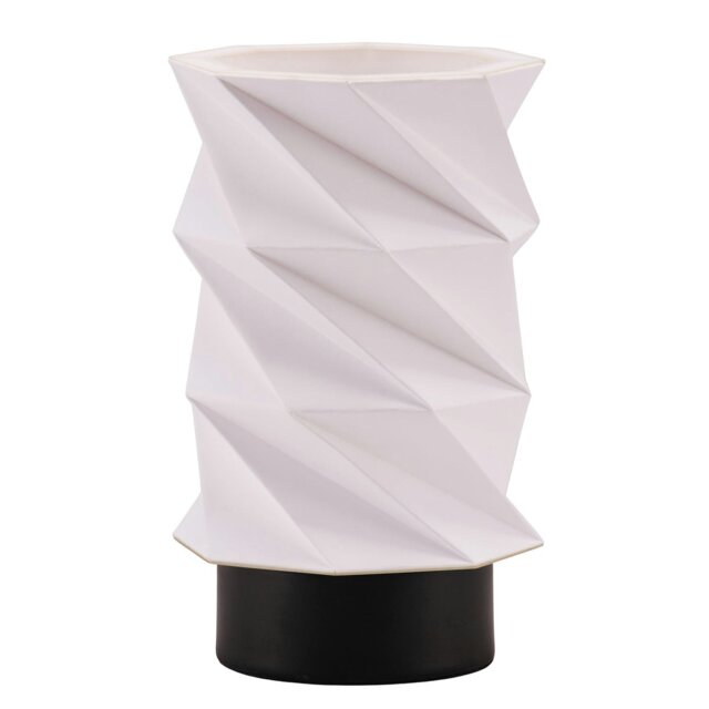 Rackhams Modern Unique Matte Black Table Lamp with Foldable White Geometric Shade - image 1