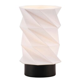 Rackhams Modern Unique Matte Black Table Lamp with Foldable White Geometric Shade - thumbnail 2