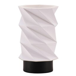 Rackhams Modern Unique Matte Black Table Lamp with Foldable White Geometric Shade - thumbnail 1