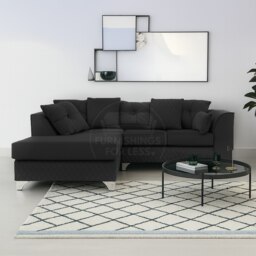 Rackhams Victoria Modern Plush Velvet 4 Seater Corner Sofa - Black - Left Hand Facing - thumbnail 1