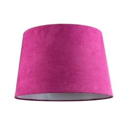Rackhams Hot Pink Velvet Fabric 12 Inch Drum Lamp Shade with White Cotton Inner