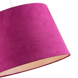Rackhams Hot Pink Velvet Fabric 12 Inch Drum Lamp Shade with White Cotton Inner - thumbnail 3