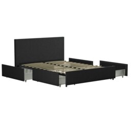 Rackhams Kelly Bed with Storage Fabric Dark Grey - Double - thumbnail 2