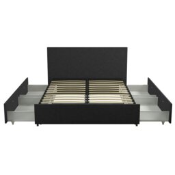 Rackhams Kelly Bed with Storage Fabric Dark Grey - Double - thumbnail 3