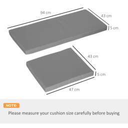 Rackhams Outdoor Seat Cushion Pads for Rattan Furniture, 3 PCs Garden Furniture Cushions, Dark Grey - thumbnail 3