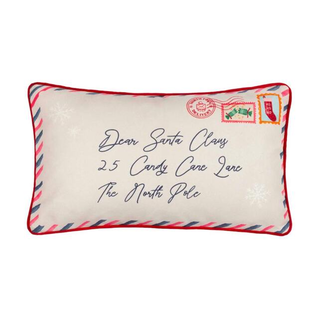 Rackhams Dear Santa Reversible Printed Christmas Cushion Cover - Multicoloured - 30cm x 50cm - Multicoloured - 95% Polyester/5% Cotton - image 1