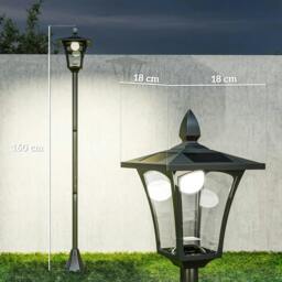 Rackhams Outdoor Garden Solar Post Lamp Sensor Dimmable LED Lantern Bollard Pathway 1.6M Tall – Black - Black - thumbnail 3