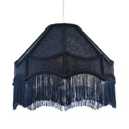 Rackhams Classic Victorian Style Empire Pendant Shade in Midnight Blue Fabric - thumbnail 1