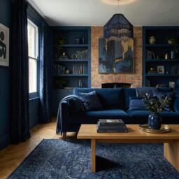 Rackhams Classic Victorian Style Empire Pendant Shade in Midnight Blue Fabric - thumbnail 6