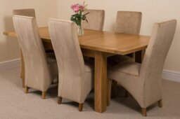 Rackhams Seattle Oak Extending Dining Table with Lola Fabric Chairs - 8 chairs - Black - thumbnail 3