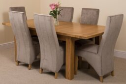 Rackhams Seattle Oak Extending Dining Table with Lola Fabric Chairs - 8 chairs - Black - thumbnail 4