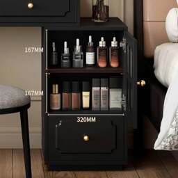 Rackhams Scarlett Dressing Table With Side Cabinet & LED Mirror, Black - 60cm - NO Chair - thumbnail 5