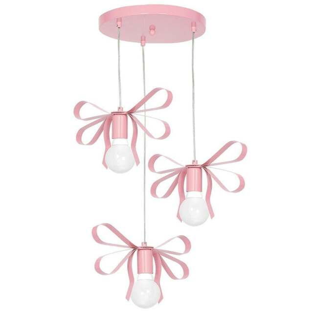 Rackhams Emma Pink Pendant 3XE27 Hand Made With  A Delicate Tied Ribbon Effect Perfect For Bedrooms Or Any Boutique Chic Setting