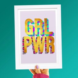 Rackhams Girl Power golden words art print - White frame - thumbnail 1