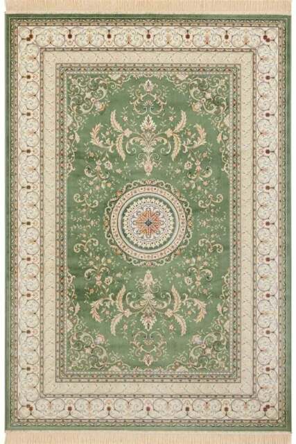 Rackhams Oriental Velvet With Fringes Antik Negar Green Rug - 135X195 cm - image 1