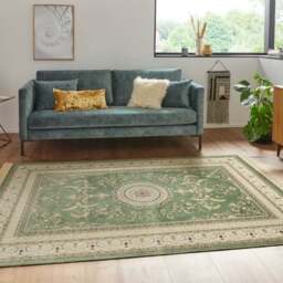 Rackhams Oriental Velvet With Fringes Antik Negar Green Rug - 135X195 cm - thumbnail 3