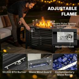Rackhams Table W/ Rain Cover 50,000 BTU Outdoor Firepit - Steel, Glass, Stainless Steel - 109 x 56 x 62 cm - Fire Pit Table - thumbnail 5