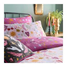 Rackhams Enchanted Reversible Printed Duvet Cover Set - Pink - Single - Pink - 52% Polyester/48% Cotton - thumbnail 2