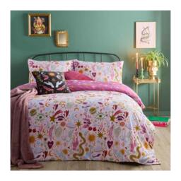 Rackhams Enchanted Reversible Printed Duvet Cover Set - Pink - Single - Pink - 52% Polyester/48% Cotton - thumbnail 1