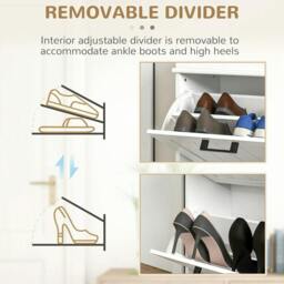 Rackhams Two-Drawer Minimalistic 10-Shoe Cabinet - White - thumbnail 6