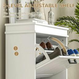 Rackhams Two-Drawer Minimalistic 10-Shoe Cabinet - White - thumbnail 5