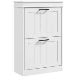 Rackhams Two-Drawer Minimalistic 10-Shoe Cabinet - White - thumbnail 1
