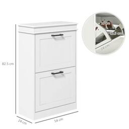 Rackhams Two-Drawer Minimalistic 10-Shoe Cabinet - White - thumbnail 3