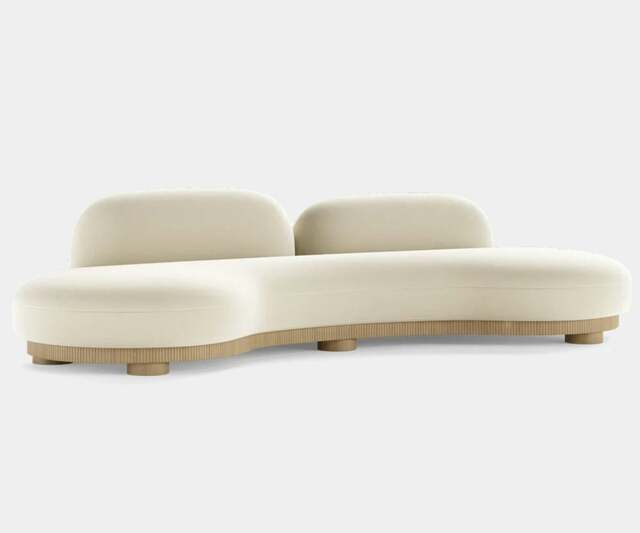 Rackhams Dolmen Opal Sofa: Minimalist Design with Stunning Curved Oak Base - image 1