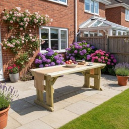 Rackhams Hollies Wooden Garden Table, Outdoor Picnic Dining Desk - Included assembly - 240cm - thumbnail 4