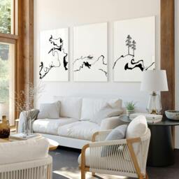 Rackhams Zen Art - Set of 3 wall art prints - A3 11.69 x 16.54 in / 29.7 x 42 cm - Satin Photo paper 280 gsm - Black Frame - thumbnail 2