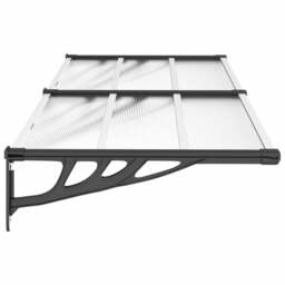 Rackhams Door Canopy Black and Transparent 199x90 cm Polycarbonate - Transparent - PC (Polycarbonate), ABS (Acrylonitrile butadiene styrene), aluminium - thumbnail 4