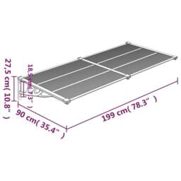 Rackhams Door Canopy Black and Transparent 199x90 cm Polycarbonate - Transparent - PC (Polycarbonate), ABS (Acrylonitrile butadiene styrene), aluminium - thumbnail 6